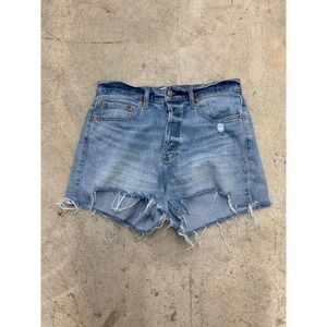 Daze Denim Shorts Tough Love Light Wash Distressed Cutoff Size 29